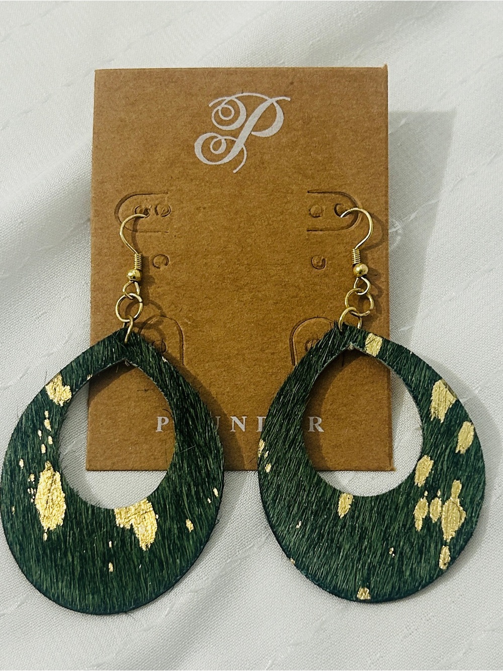 Plunder Green and Gold Teardrop Earrings